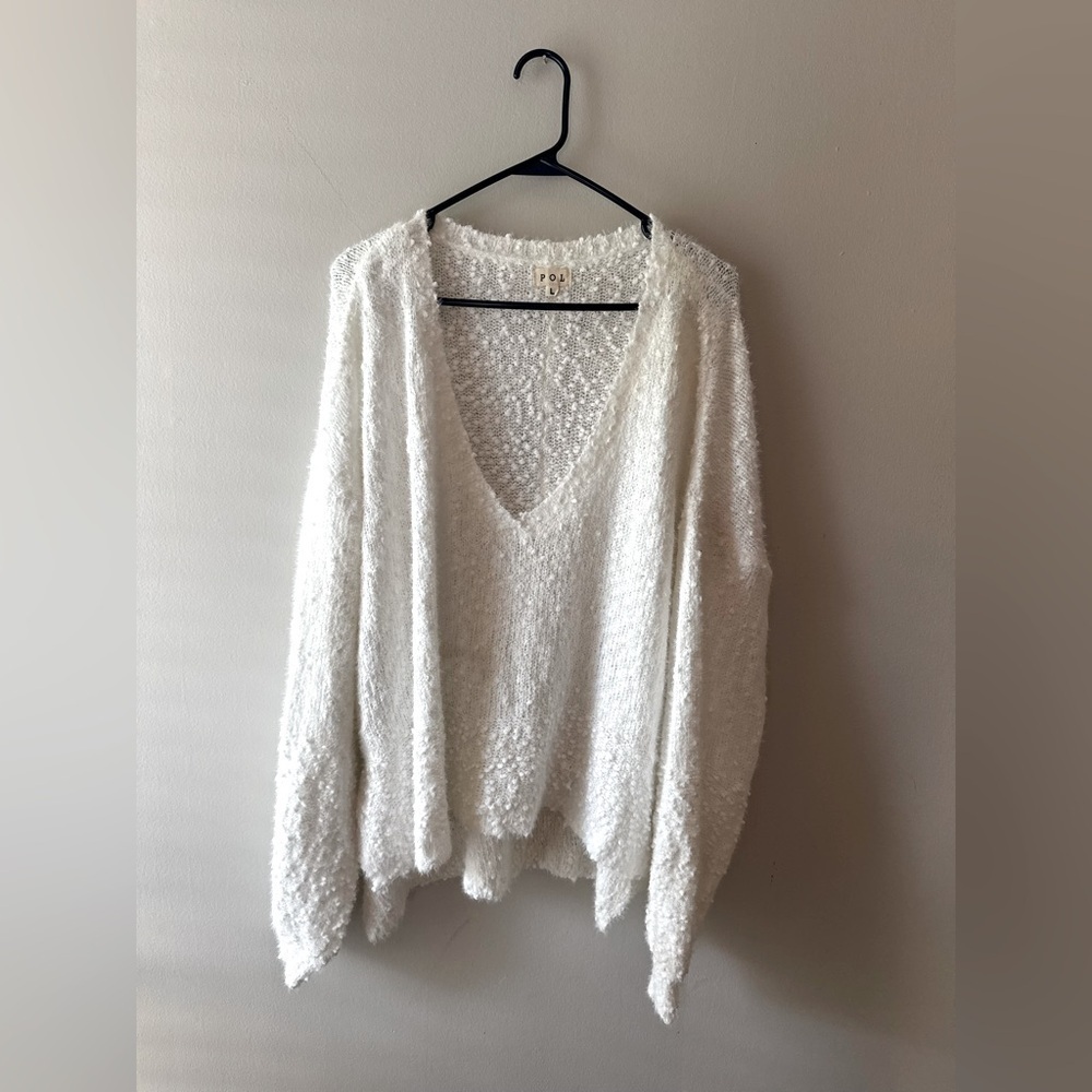 Pol popcorn Chenille Sweater size L white